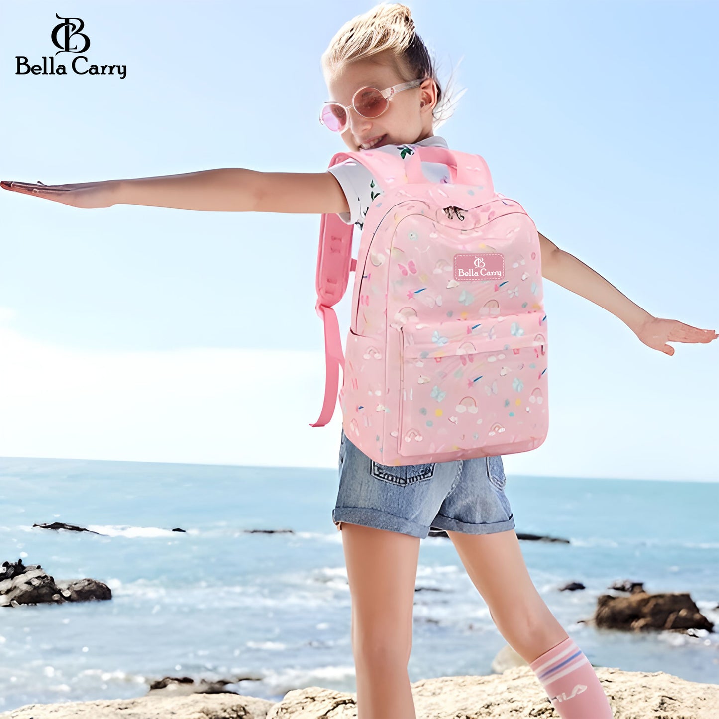 Bella Carry Kids School Backpack for Boys & Girls | Lightweight Primary & Pre-School Bag with Breathable Ergonomic Back, Padded Straps & Water Bottle Pocket | 16.5 Inch