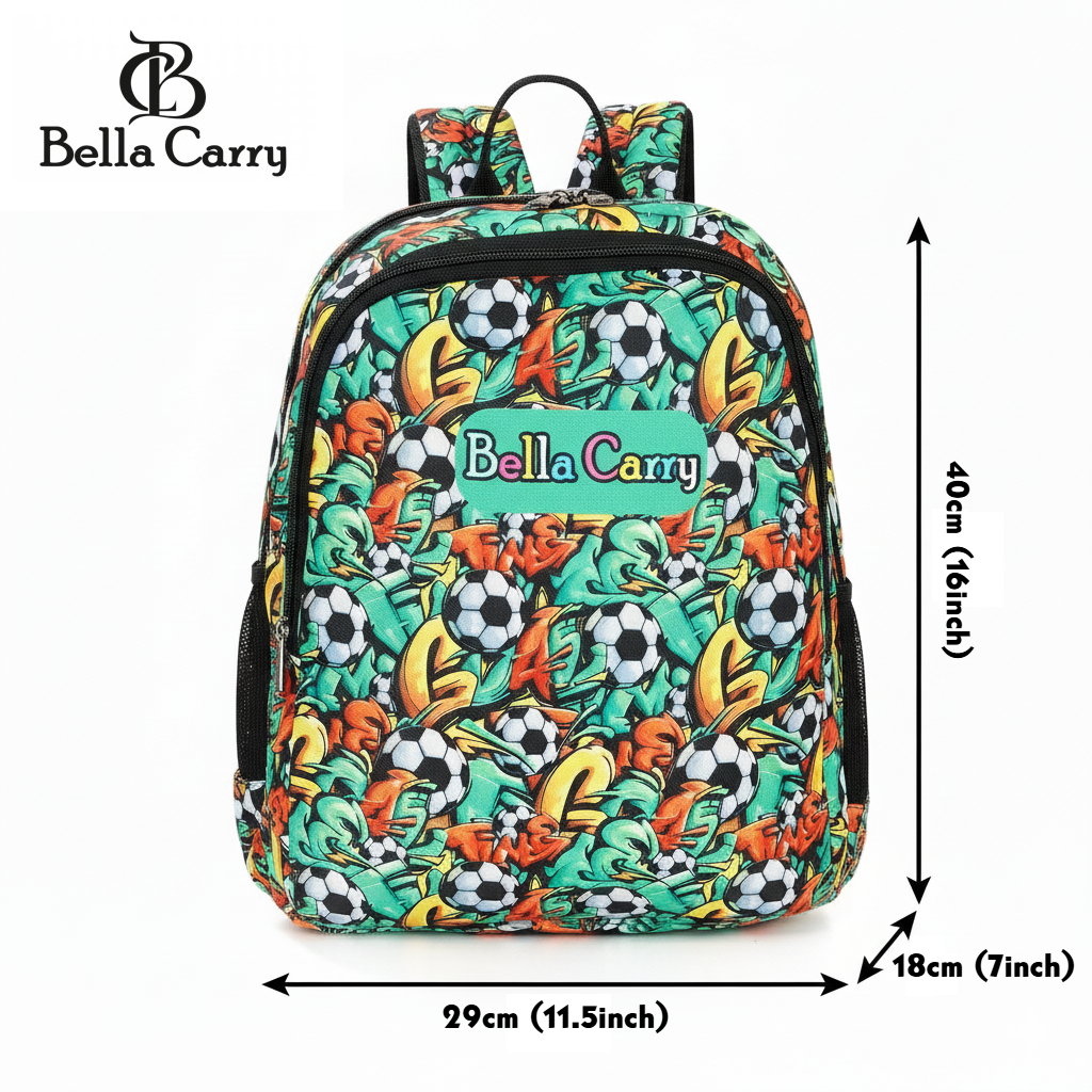 Bella Carry Premium Kids School Bag Backpack for Girls & Boys | Fun Printed, Durable, Water-Resistant | Primary/Nursery Class Bag | 22L Capacity