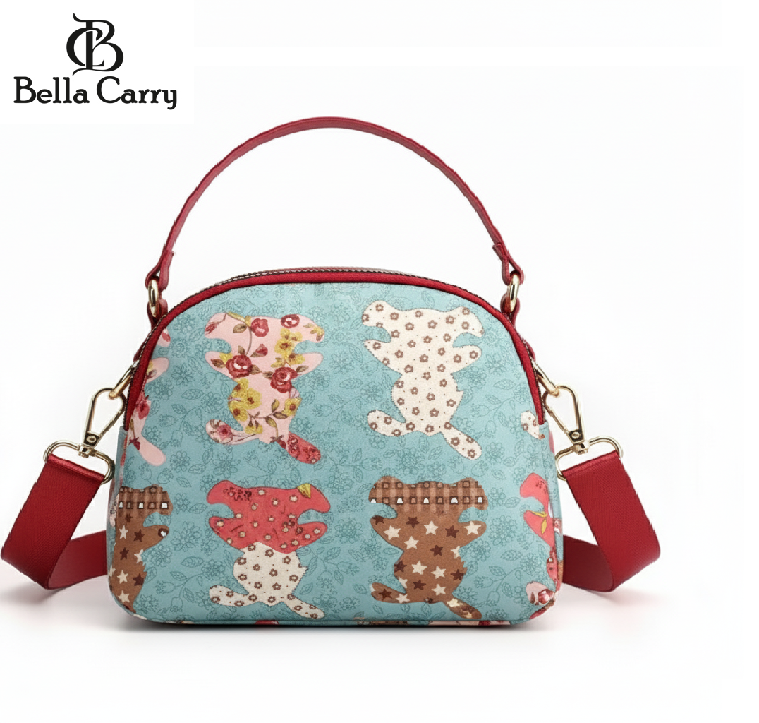 BELLA CARRY Lightweight Patterned Nylon Crossbody Shoulder Bag with Top Handle - Multi-Functional Organization Purse