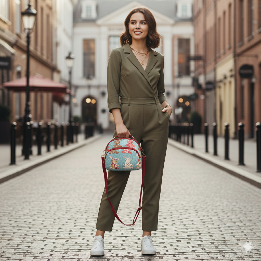 BELLA CARRY Lightweight Patterned Nylon Crossbody Shoulder Bag with Top Handle - Multi-Functional Organization Purse