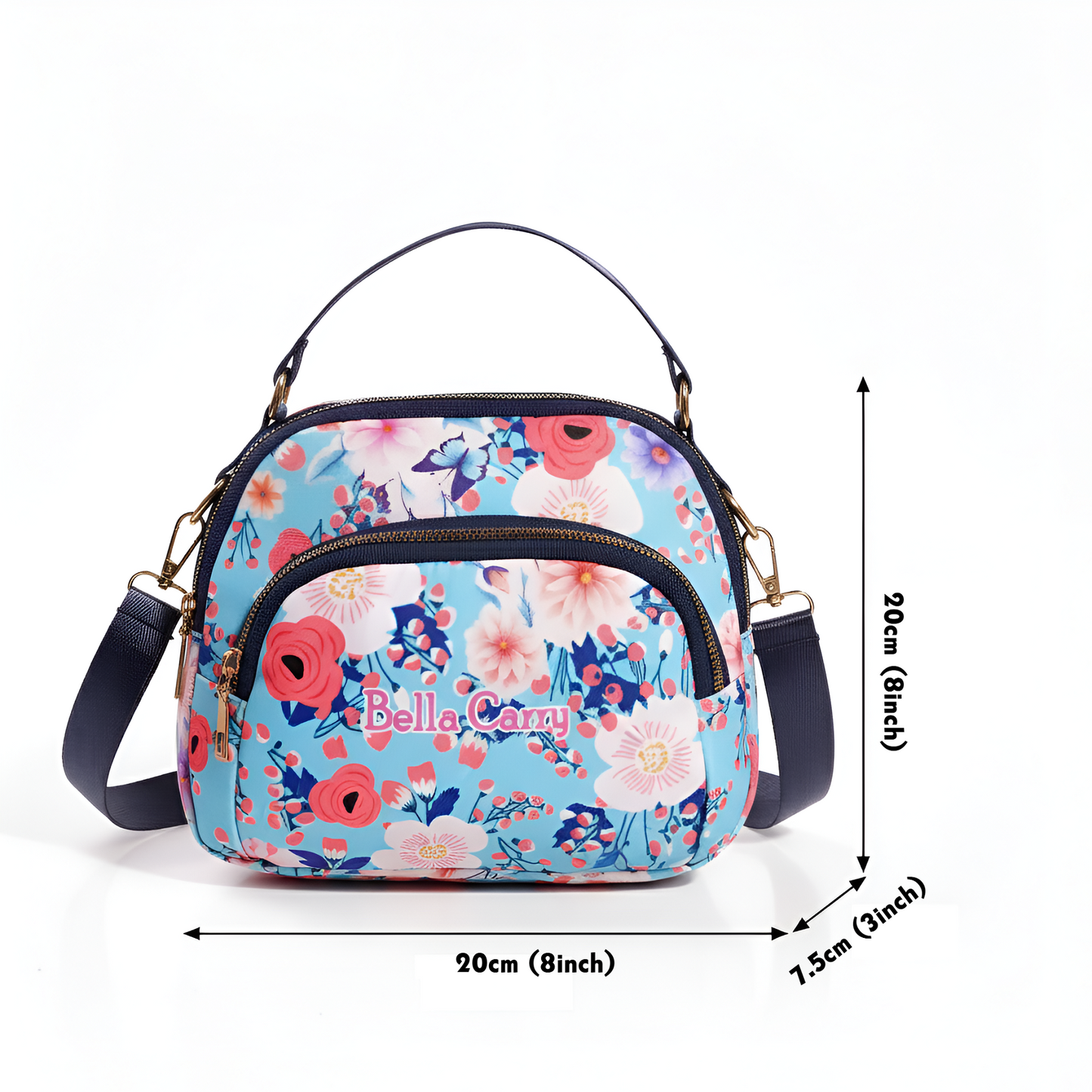 BELLA CARRY Women's Floral Print Crossbody Bag | Stylish Sling Bag for Girls | Multi-Zipper, Water-Resistant Shoulder Purse