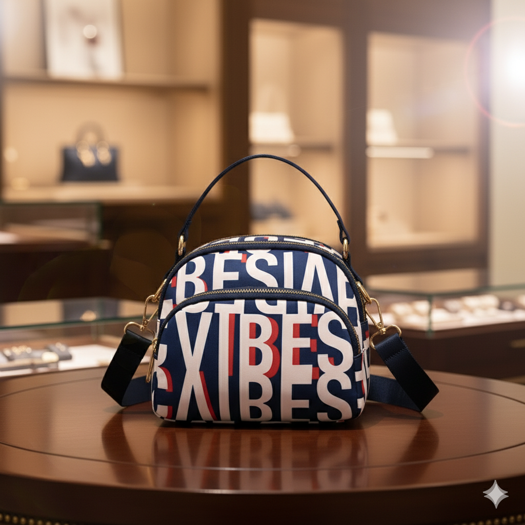 BELLA CARRY Lightweight Patterned Nylon Crossbody Shoulder Bag with Top Handle - Multi-Functional Organization Purse