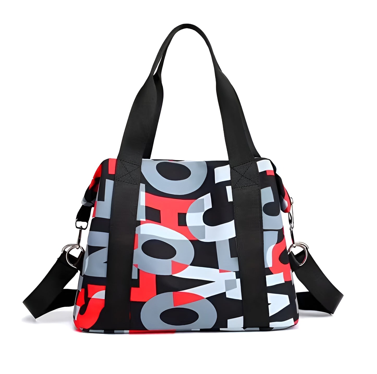 BELLA CARRY Women's Large Capacity Gym Bag & Travel Duffel Bag | Stylish Letter Print Tote with Adjustable Shoulder Strap | Waterproof Casual Weekend Bag