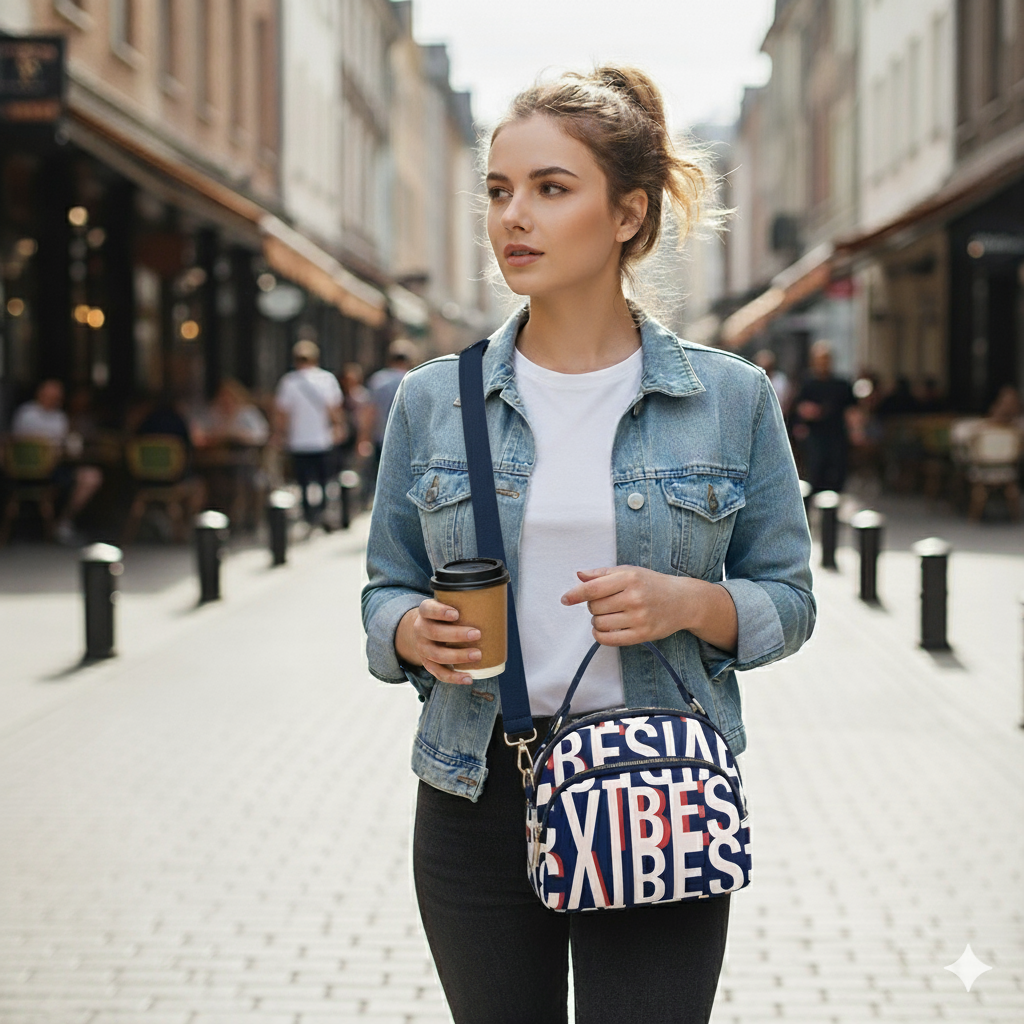 BELLA CARRY Lightweight Patterned Nylon Crossbody Shoulder Bag with Top Handle - Multi-Functional Organization Purse