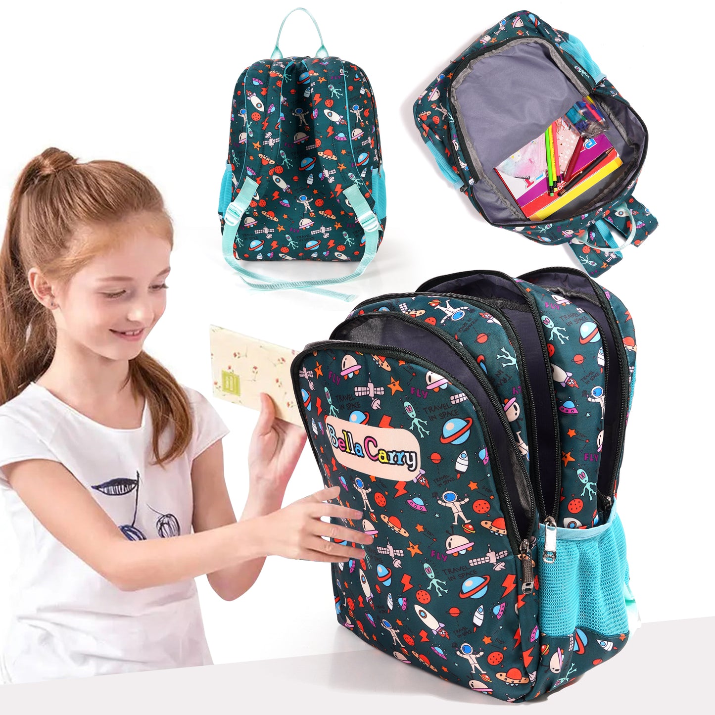 Bella Carry Premium Kids School Bag Backpack for Girls & Boys | Fun Printed, Durable, Water-Resistant | Primary/Nursery Class Bag | 22L Capacity