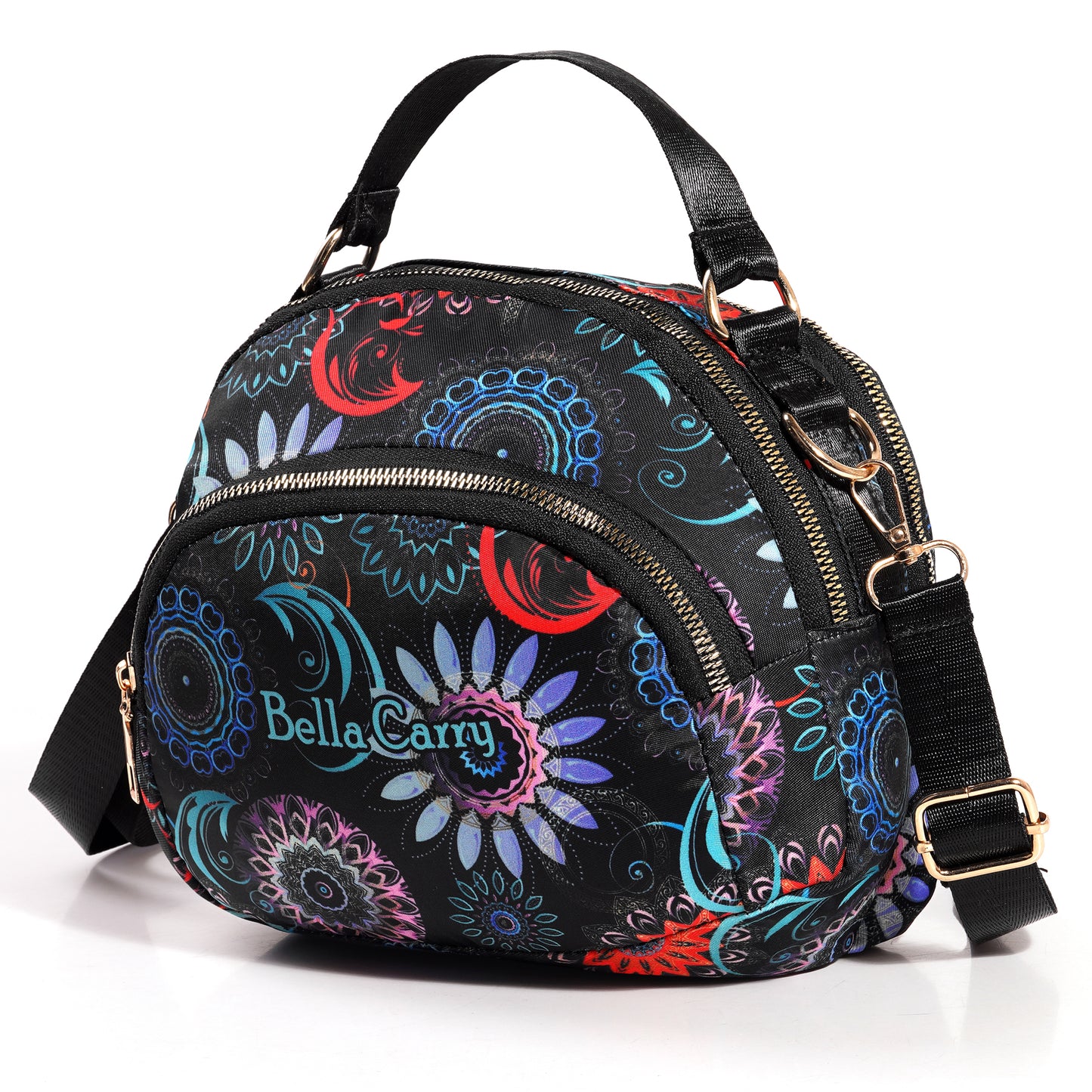 BELLA CARRY Women's Floral Print Crossbody Bag | Stylish Sling Bag for Girls | Multi-Zipper, Water-Resistant Shoulder Purse