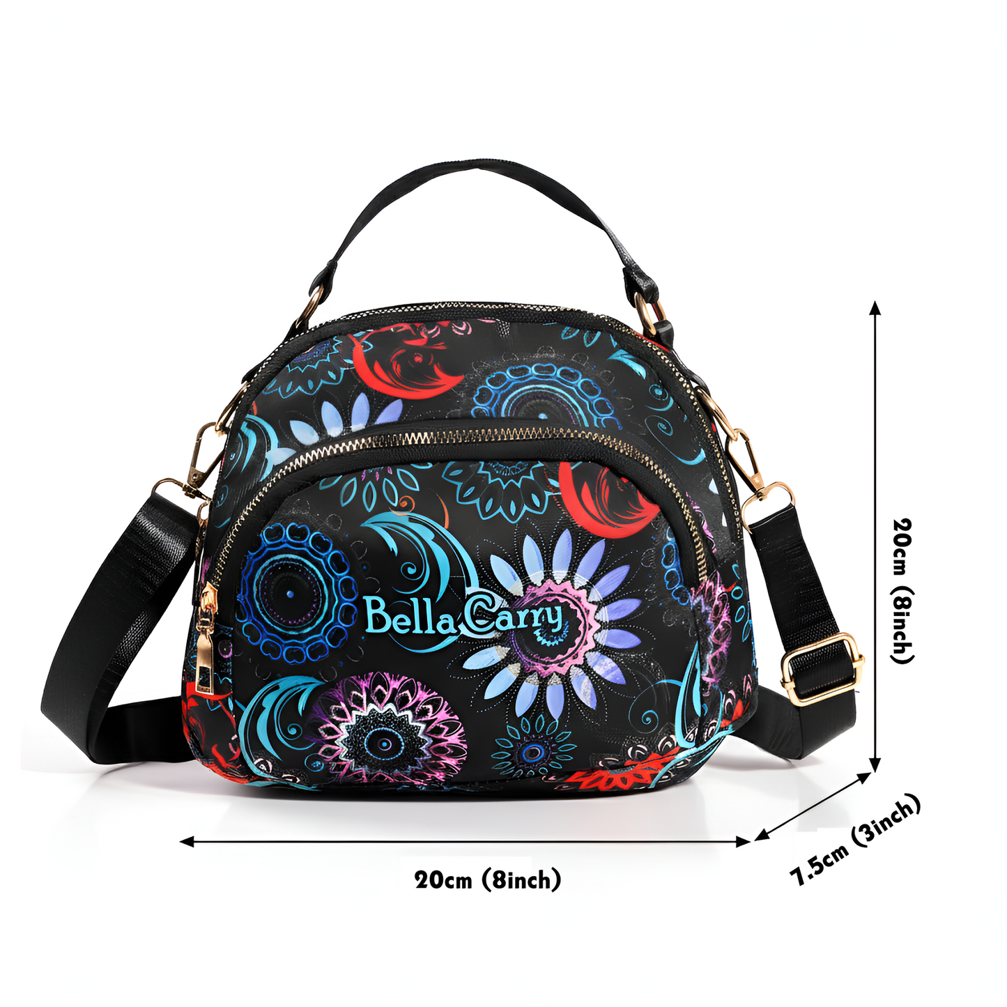 BELLA CARRY Women's Floral Print Crossbody Bag | Stylish Sling Bag for Girls | Multi-Zipper, Water-Resistant Shoulder Purse
