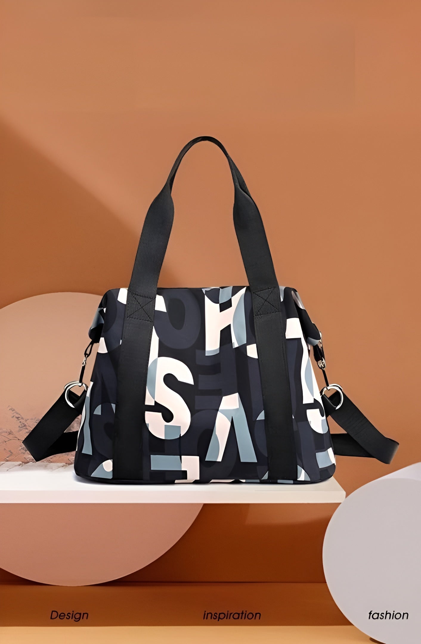 BELLA CARRY Women's Large Capacity Gym Bag & Travel Duffel Bag | Stylish Letter Print Tote with Adjustable Shoulder Strap | Waterproof Casual Weekend Bag