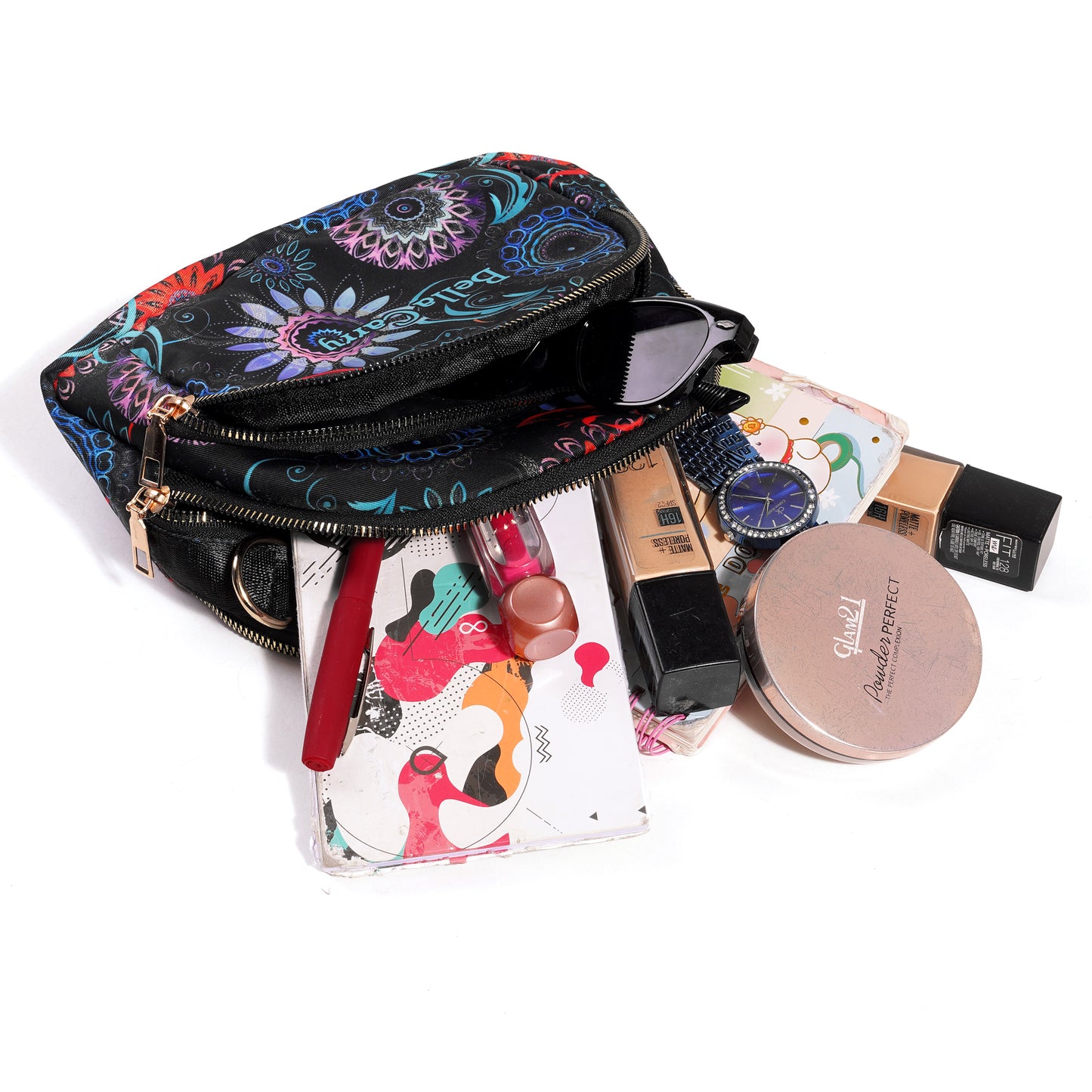 BELLA CARRY Women's Floral Print Crossbody Bag | Stylish Sling Bag for Girls | Multi-Zipper, Water-Resistant Shoulder Purse