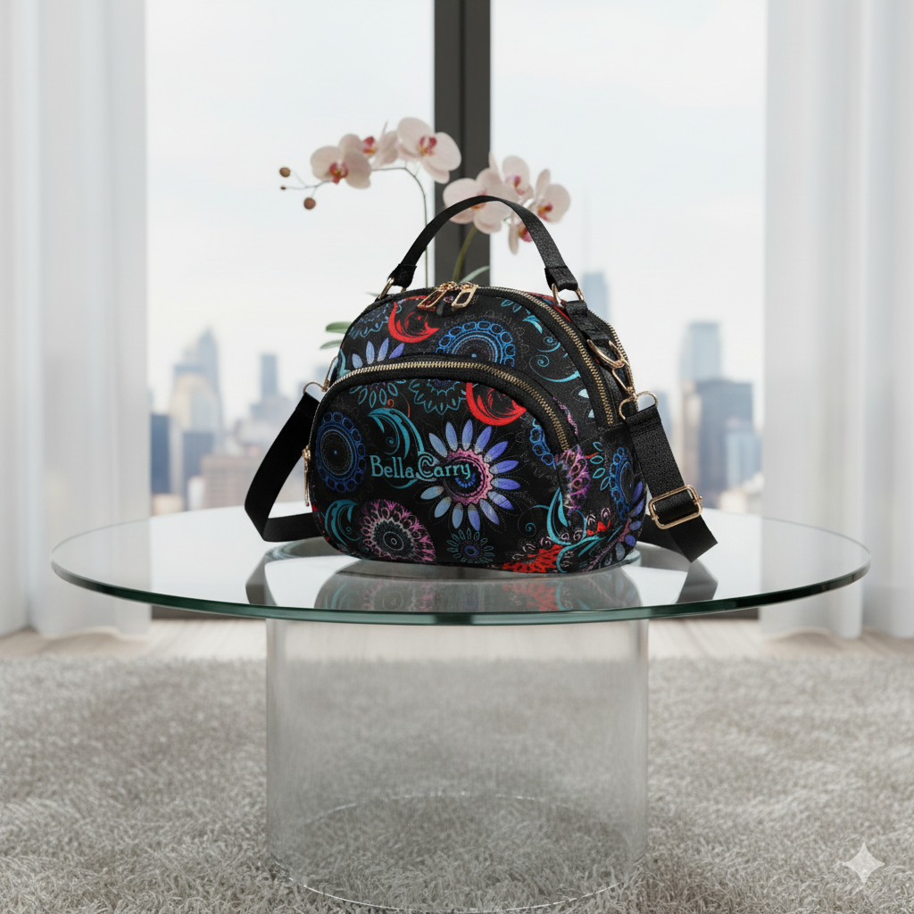 BELLA CARRY Women's Floral Print Crossbody Bag | Stylish Sling Bag for Girls | Multi-Zipper, Water-Resistant Shoulder Purse