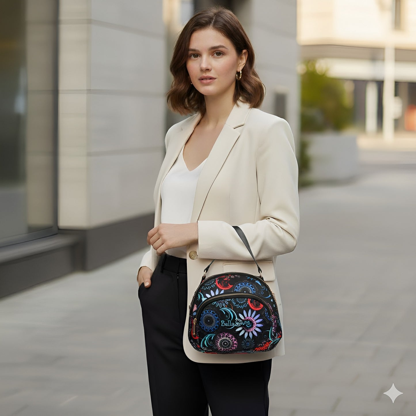 BELLA CARRY Women's Floral Print Crossbody Bag | Stylish Sling Bag for Girls | Multi-Zipper, Water-Resistant Shoulder Purse