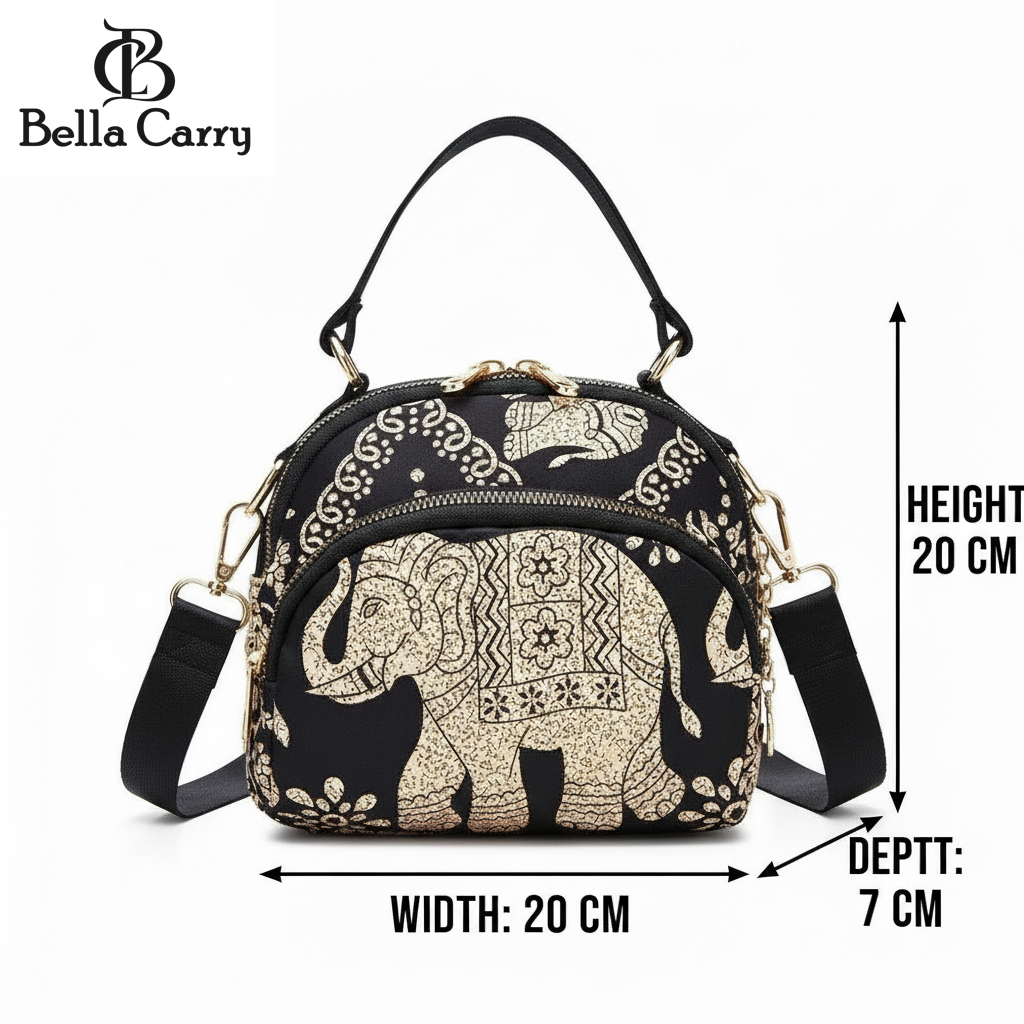 BELLA CARRY Lightweight Patterned Nylon Crossbody Shoulder Bag with Top Handle - Multi-Functional Organization Purse