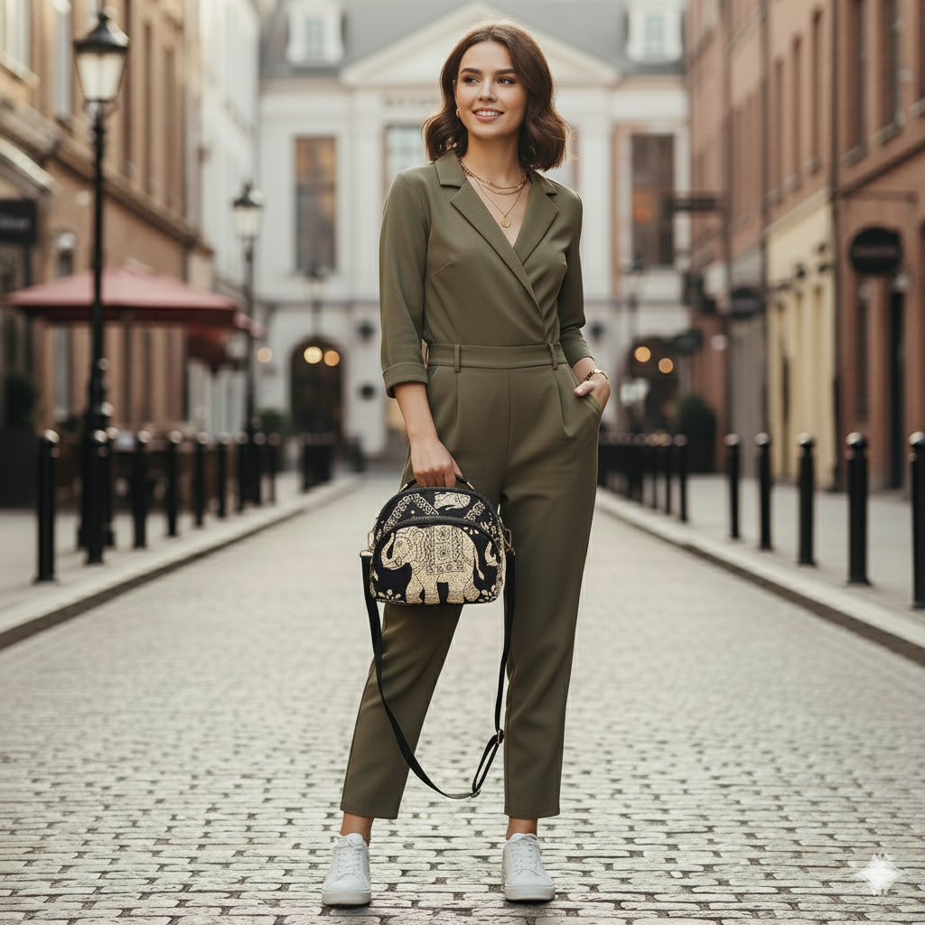 BELLA CARRY Lightweight Patterned Nylon Crossbody Shoulder Bag with Top Handle - Multi-Functional Organization Purse