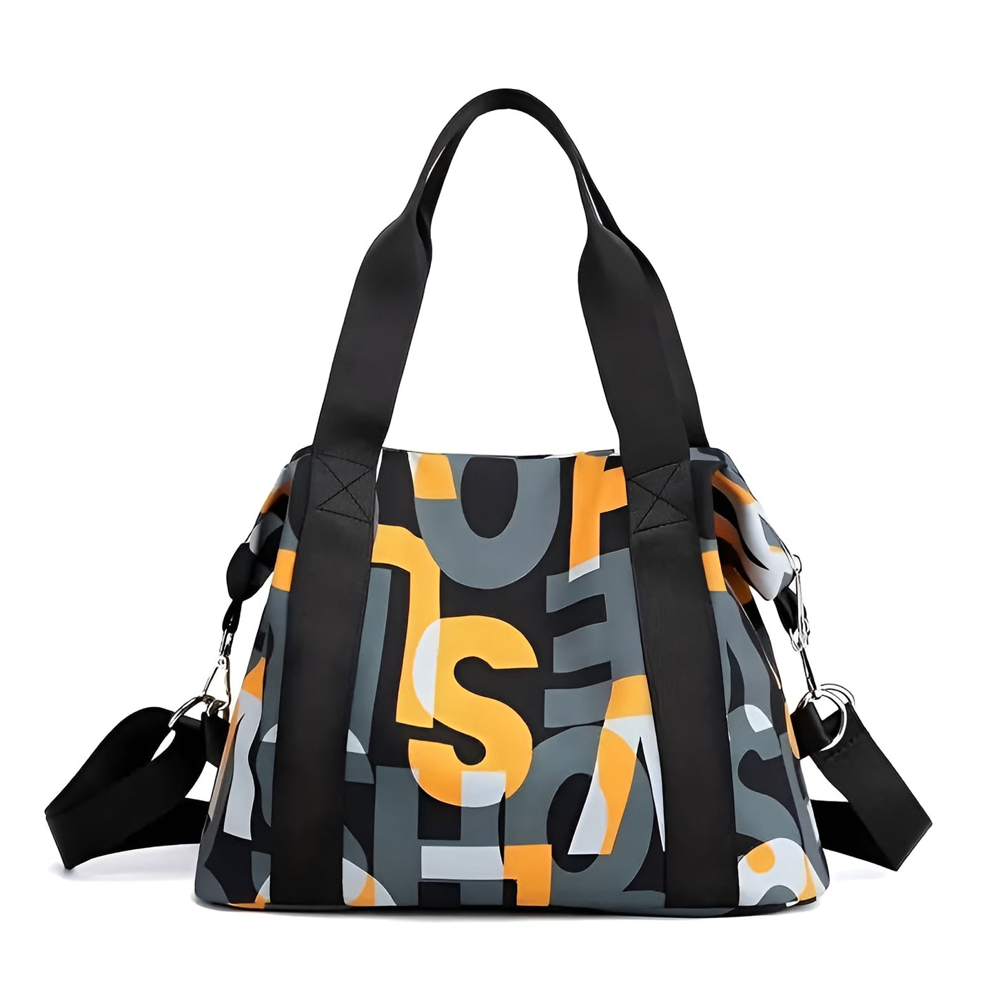 BELLA CARRY Women's Large Capacity Gym Bag & Travel Duffel Bag | Stylish Letter Print Tote with Adjustable Shoulder Strap | Waterproof Casual Weekend Bag