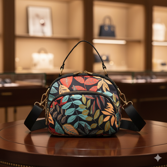 BELLA CARRY Lightweight Patterned Nylon Crossbody Shoulder Bag with Top Handle - Multi-Functional Organization Purse