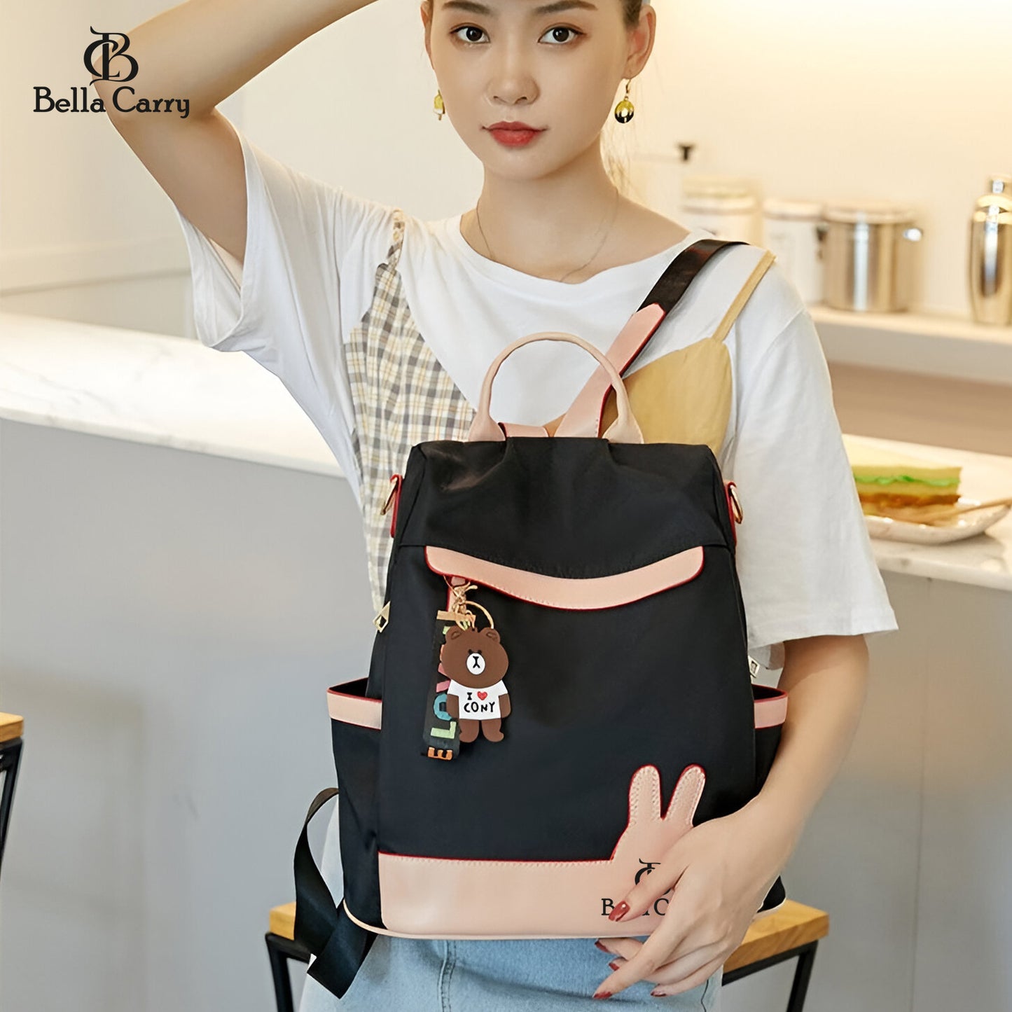 Bella Carry Backpack Purse for Women Oxford Cloth Travel Daypack Zipper Bags for Ladies Girls,Ethnic Style Waterproof Oxford Backpack