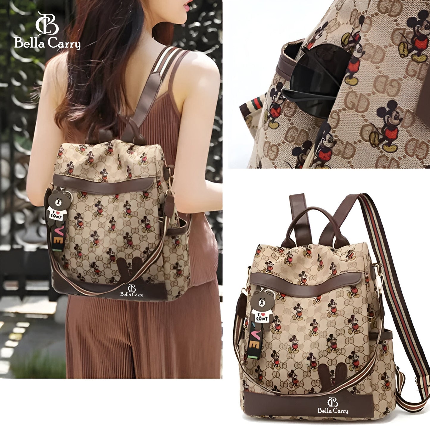 Bella Carry Backpack Purse for Women Oxford Cloth Travel Daypack Zipper Bags for Ladies Girls,Ethnic Style Waterproof Oxford Backpack