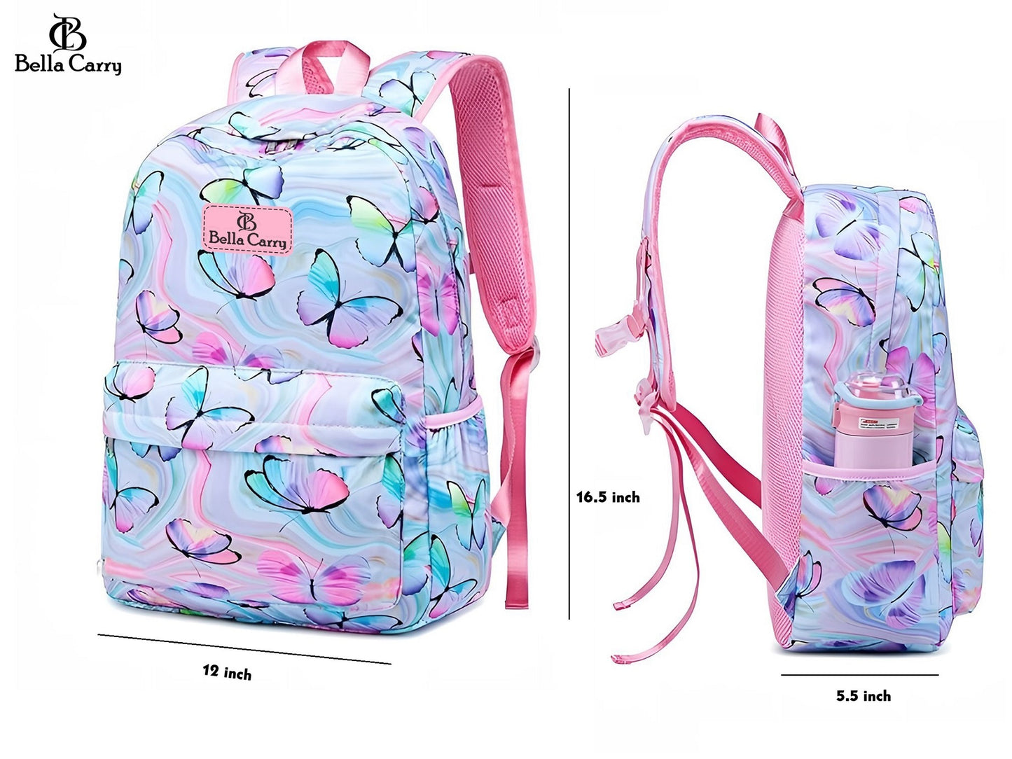 Bella Carry Kids School Backpack for Boys & Girls | Lightweight Primary & Pre-School Bag with Breathable Ergonomic Back, Padded Straps & Water Bottle Pocket | 16.5 Inch