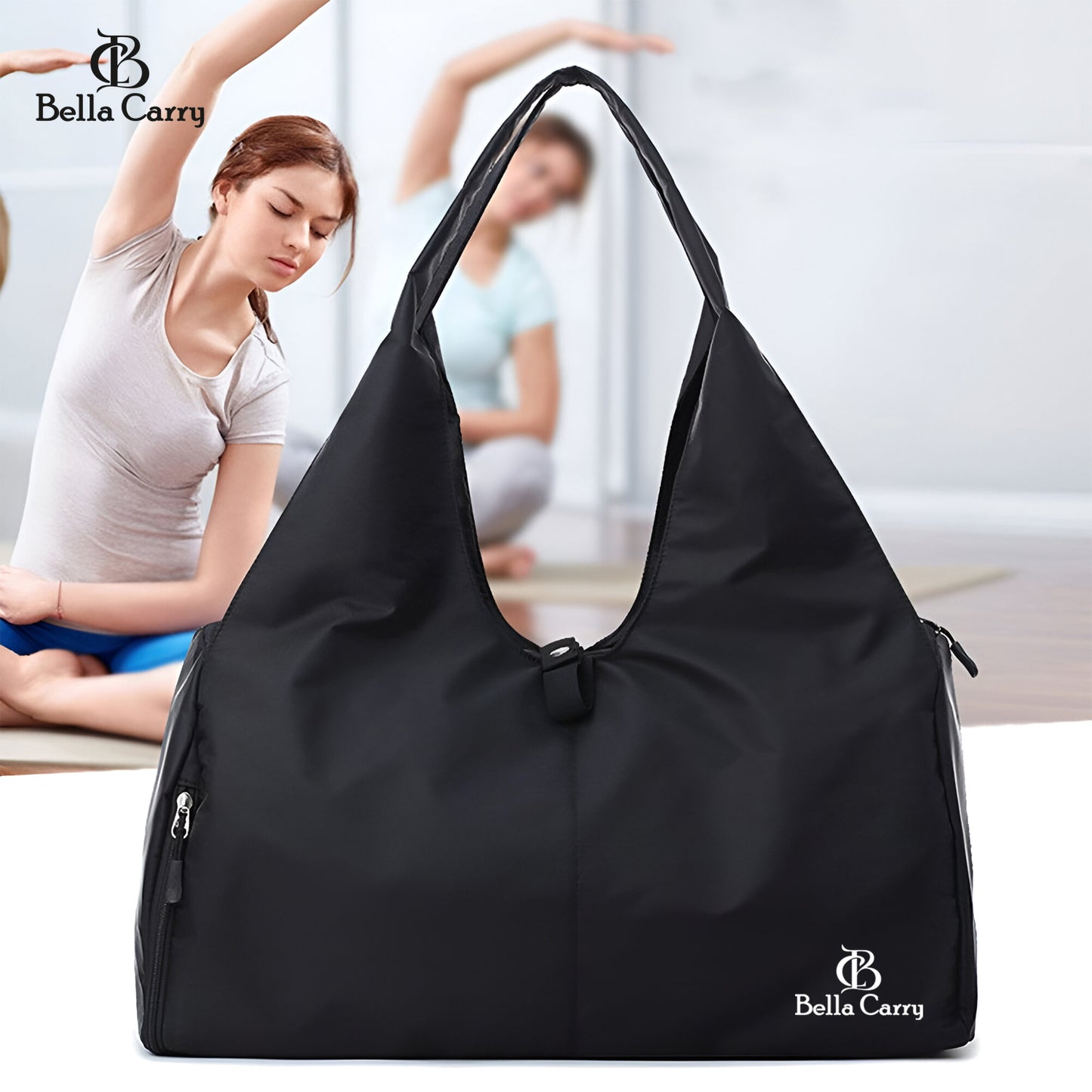 Bella Carry Women Nylon Dry Wet Depart Sport bag multifunction fitness training yoga duffle bag with shoe compartmentFitness Bag Yoga Mat Bag with Shoes Compartment Women Men Training Shoulder Bag Exercise Sling Bag Travel Bag