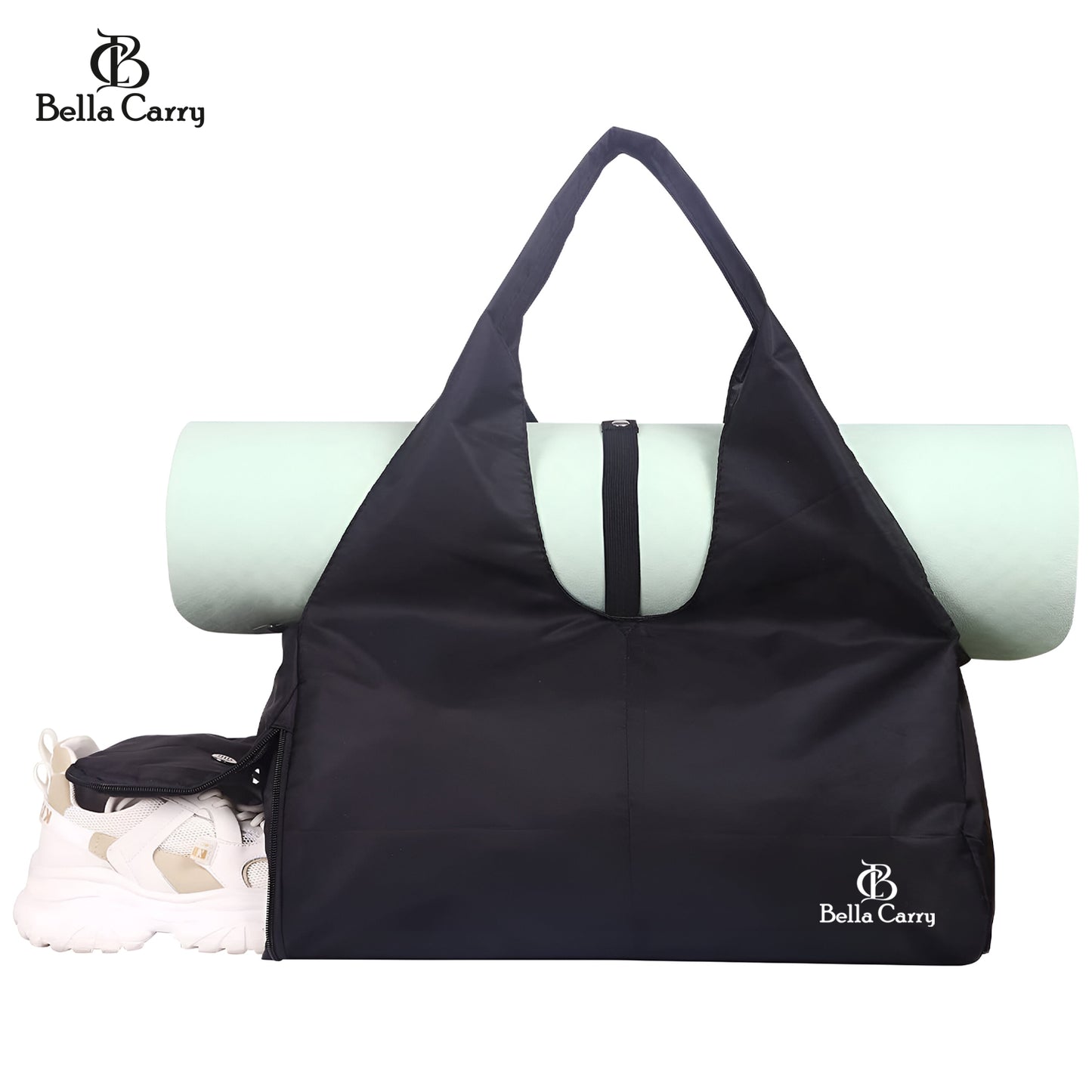 Bella Carry Women Nylon Dry Wet Depart Sport bag multifunction fitness training yoga duffle bag with shoe compartmentFitness Bag Yoga Mat Bag with Shoes Compartment Women Men Training Shoulder Bag Exercise Sling Bag Travel Bag