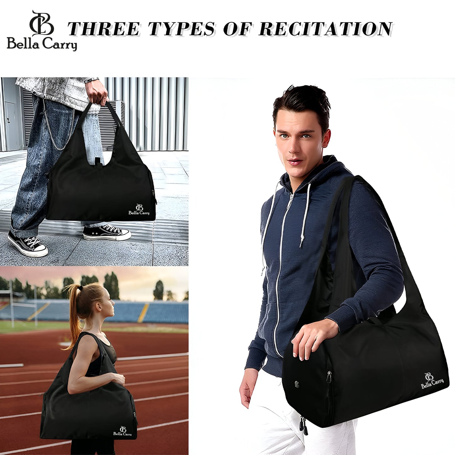 Bella Carry Women Nylon Dry Wet Depart Sport bag multifunction fitness training yoga duffle bag with shoe compartmentFitness Bag Yoga Mat Bag with Shoes Compartment Women Men Training Shoulder Bag Exercise Sling Bag Travel Bag