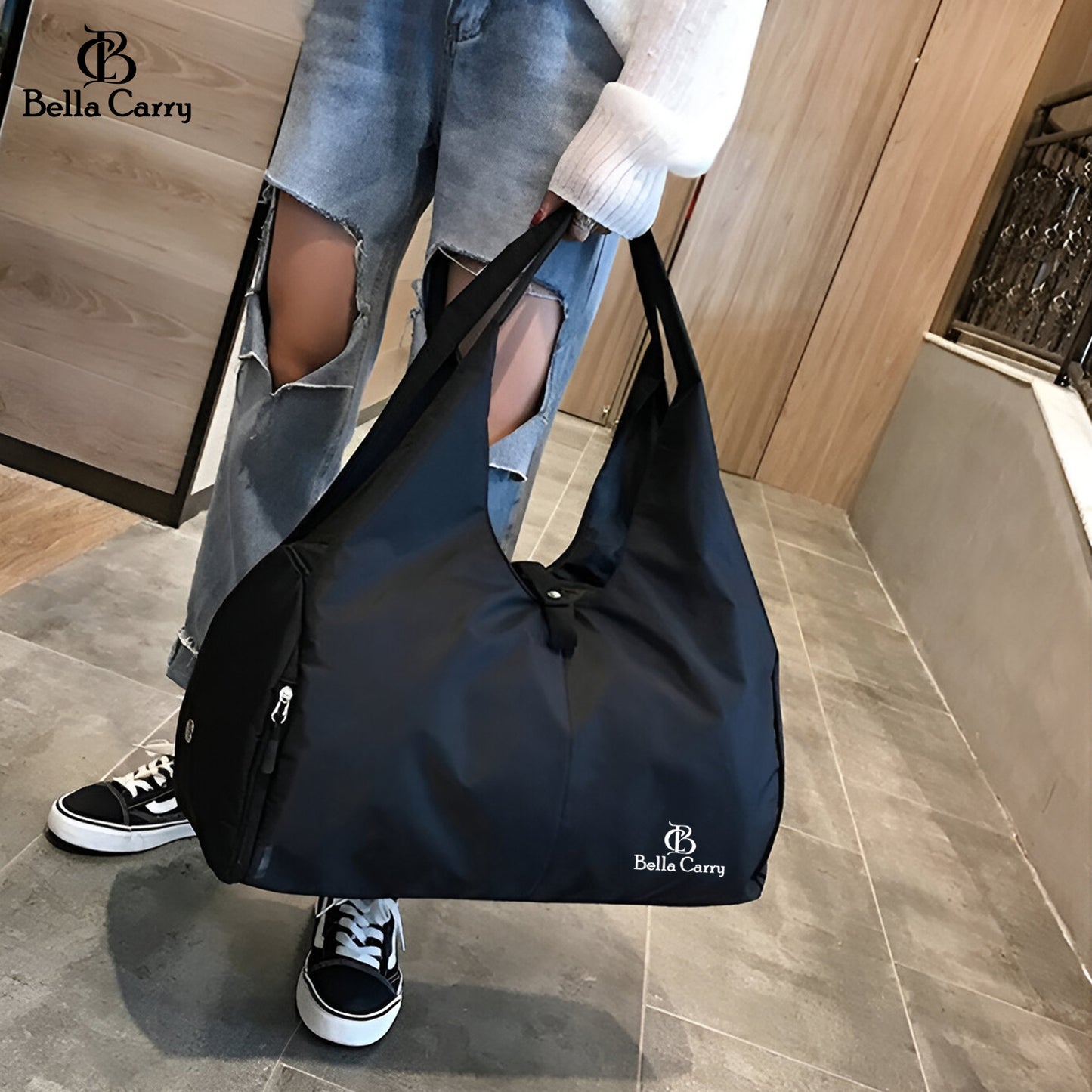 Bella Carry Women Nylon Dry Wet Depart Sport bag multifunction fitness training yoga duffle bag with shoe compartmentFitness Bag Yoga Mat Bag with Shoes Compartment Women Men Training Shoulder Bag Exercise Sling Bag Travel Bag