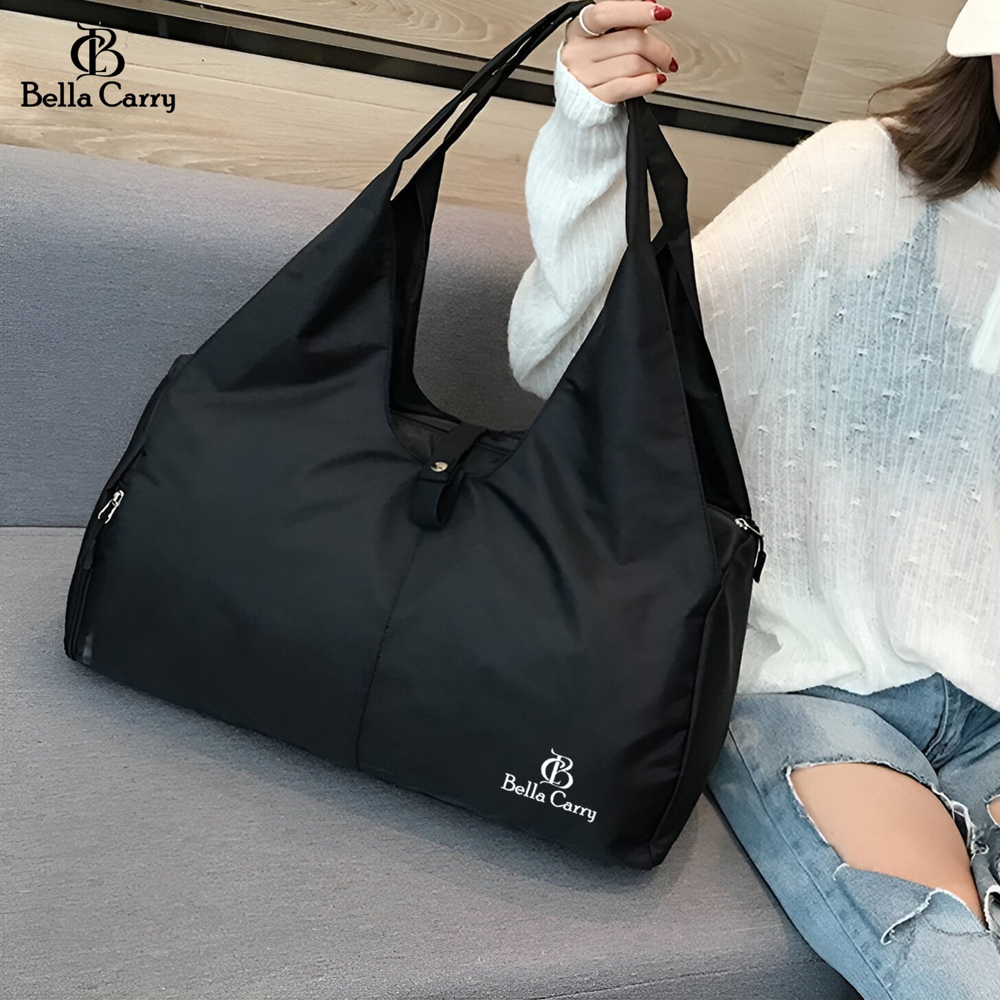 Bella Carry Women Nylon Dry Wet Depart Sport bag multifunction fitness training yoga duffle bag with shoe compartmentFitness Bag Yoga Mat Bag with Shoes Compartment Women Men Training Shoulder Bag Exercise Sling Bag Travel Bag