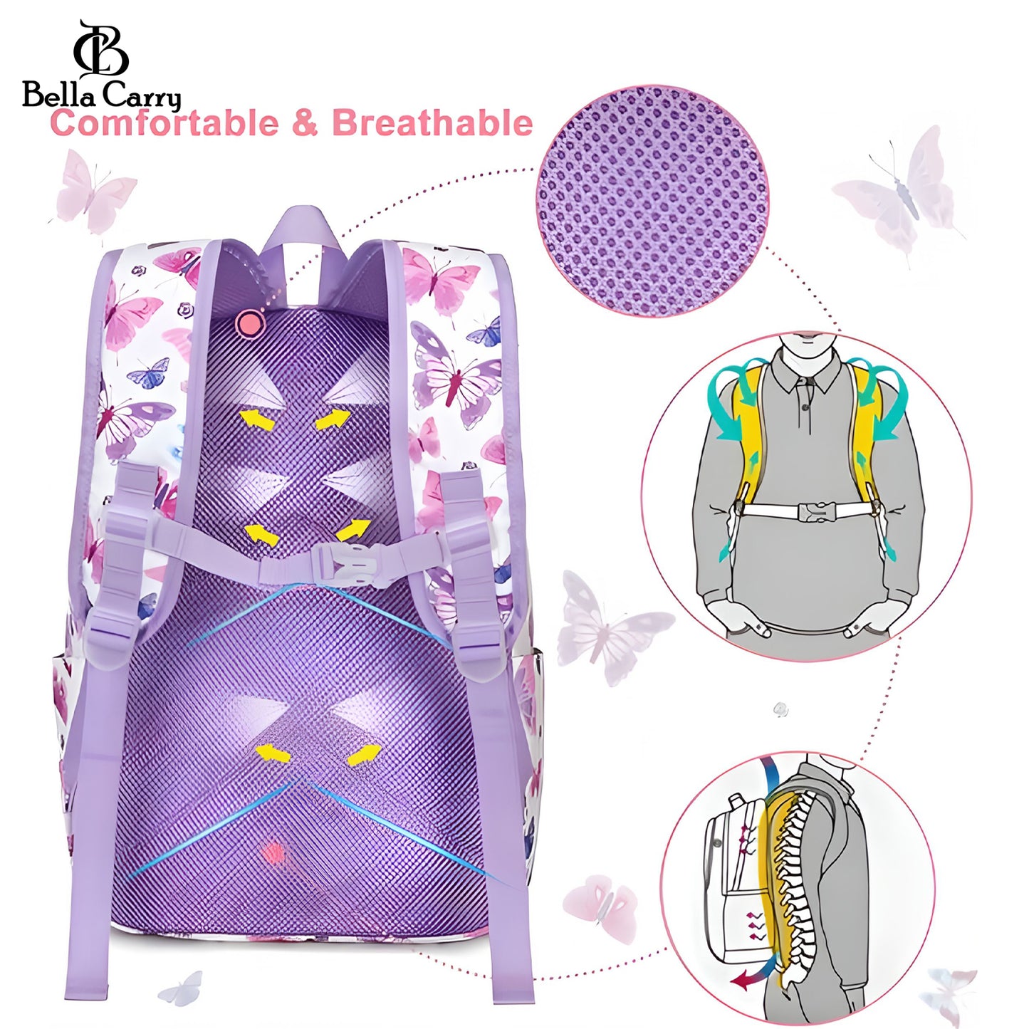 Bella Carry Kids School Backpack for Boys & Girls | Lightweight Primary & Pre-School Bag with Breathable Ergonomic Back, Padded Straps & Water Bottle Pocket | 16.5 Inch