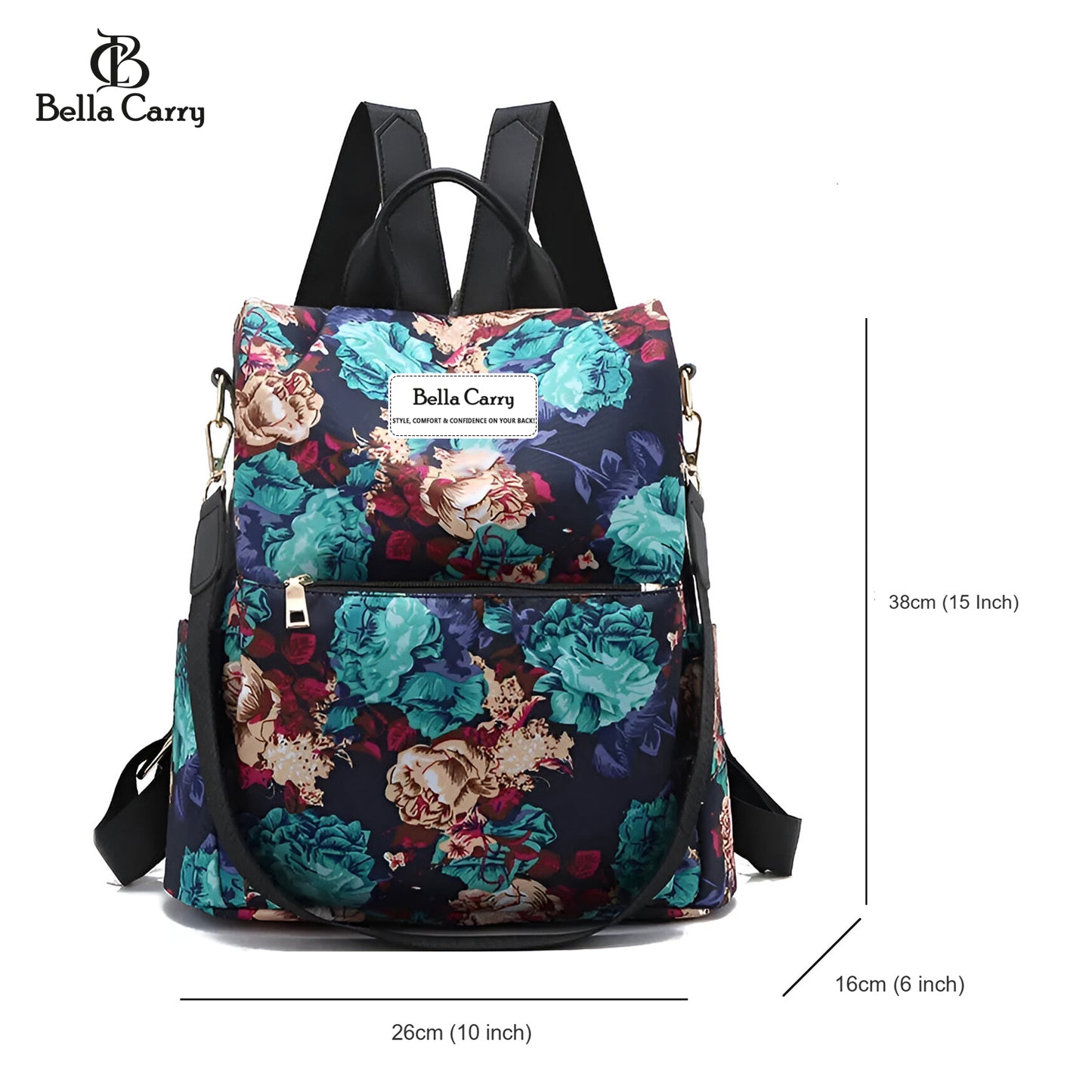 Bella Carry Stylish Backpack for Girls & Women - Lightweight Waterproof Ladies Backpack for College Bag and Office