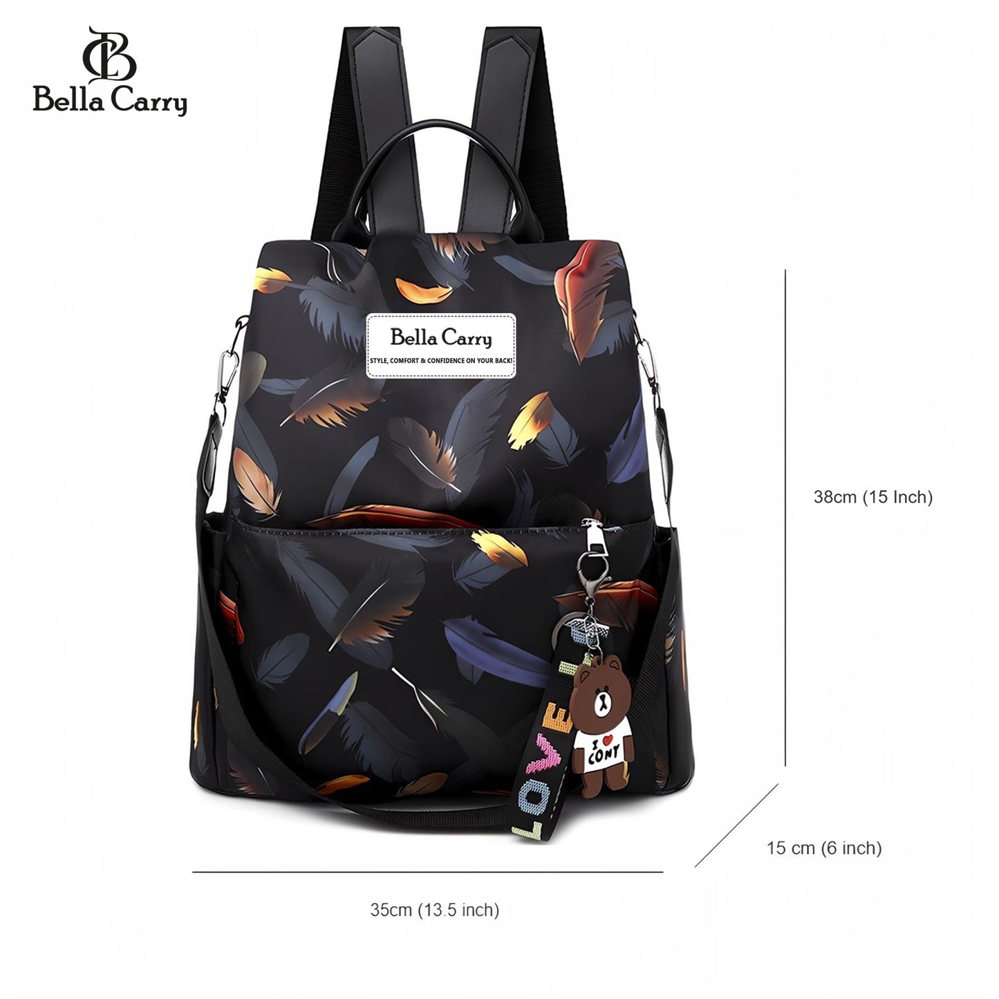 Bella Carry Stylish Backpack for Girls & Women - Lightweight Waterproof Ladies Backpack for College Bag and Office