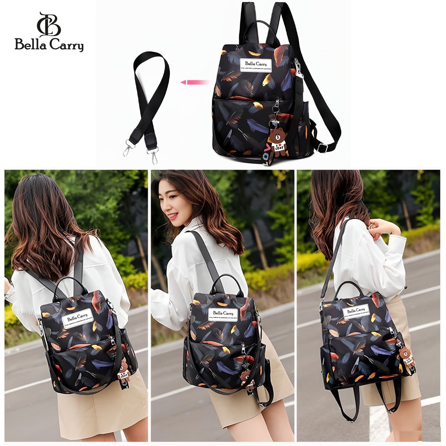 Bella Carry Stylish Backpack for Girls & Women - Lightweight Waterproof Ladies Backpack for College Bag and Office