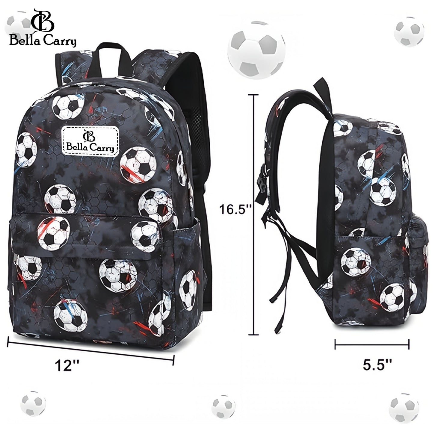 Bella Carry Kids School Backpack for Boys & Girls | Lightweight Primary & Pre-School Bag with Breathable Ergonomic Back, Padded Straps & Water Bottle Pocket | 16.5 Inch