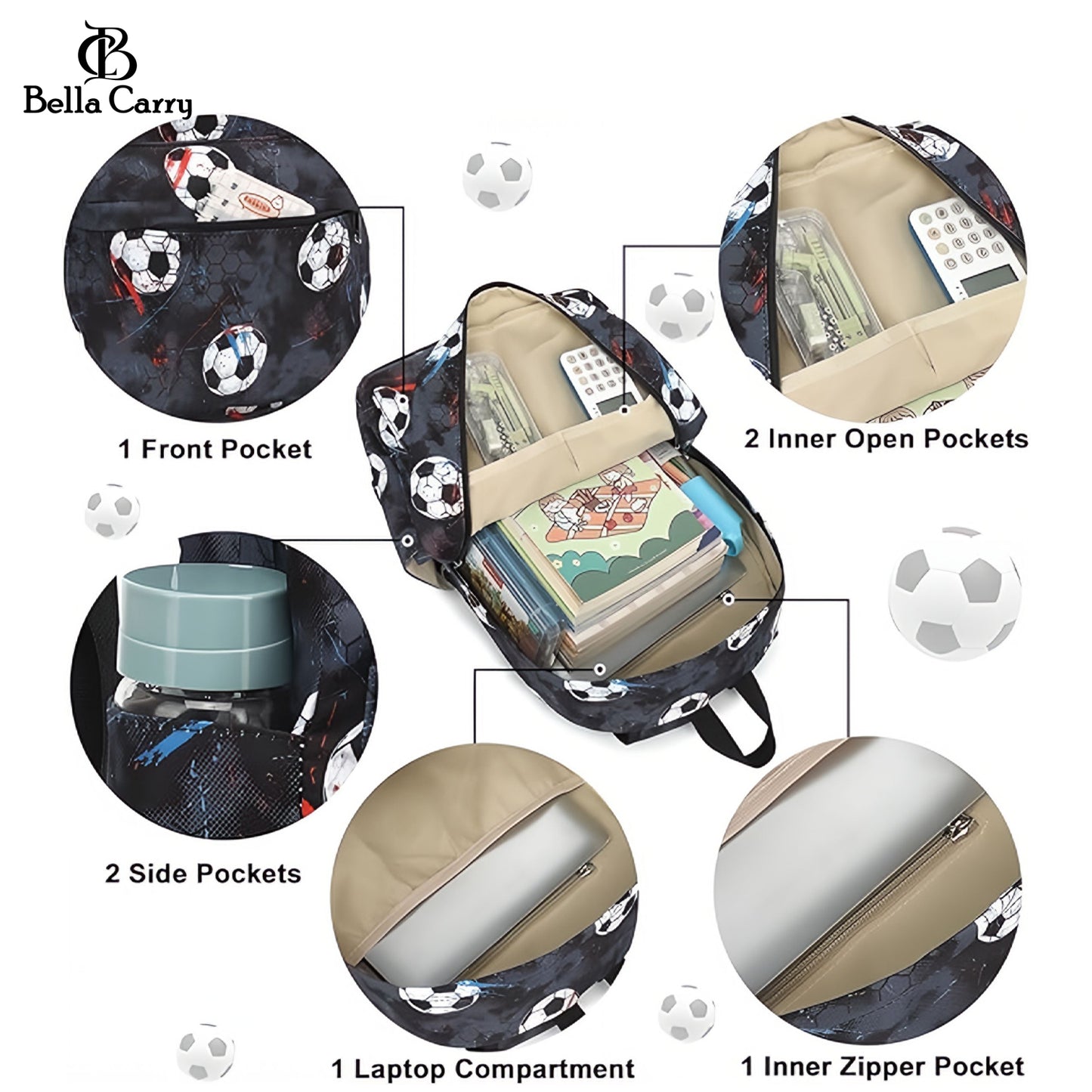 Bella Carry Kids School Backpack for Boys & Girls | Lightweight Primary & Pre-School Bag with Breathable Ergonomic Back, Padded Straps & Water Bottle Pocket | 16.5 Inch
