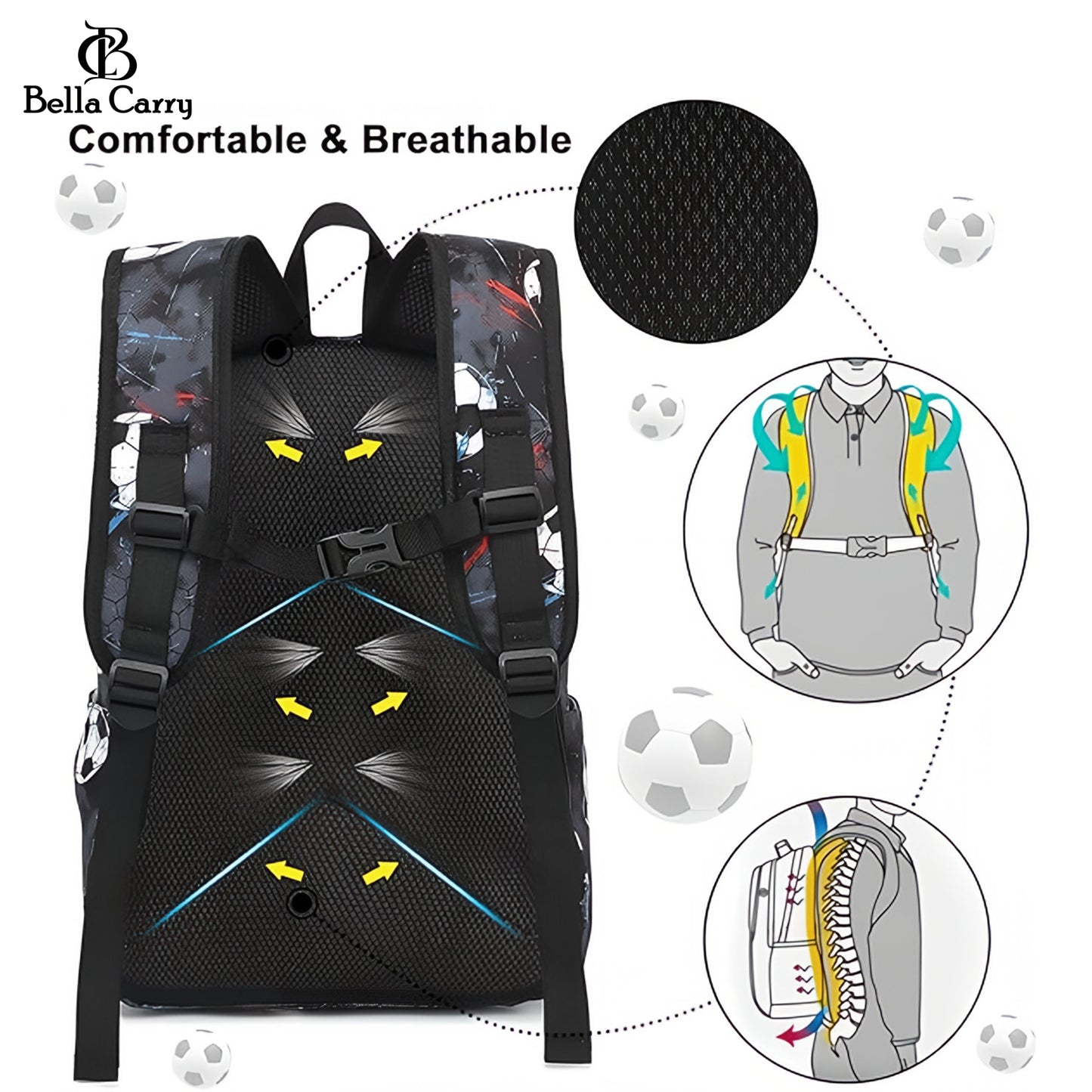 Bella Carry Kids School Backpack for Boys & Girls | Lightweight Primary & Pre-School Bag with Breathable Ergonomic Back, Padded Straps & Water Bottle Pocket | 16.5 Inch
