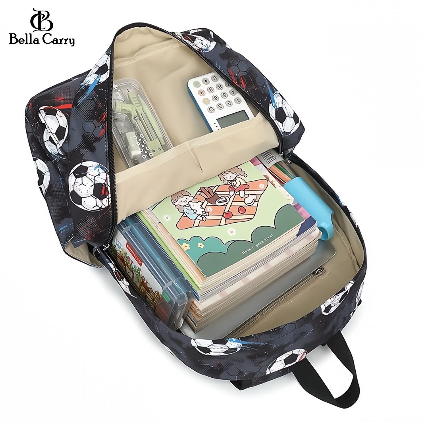 Bella Carry Kids School Backpack for Boys & Girls | Lightweight Primary & Pre-School Bag with Breathable Ergonomic Back, Padded Straps & Water Bottle Pocket | 16.5 Inch