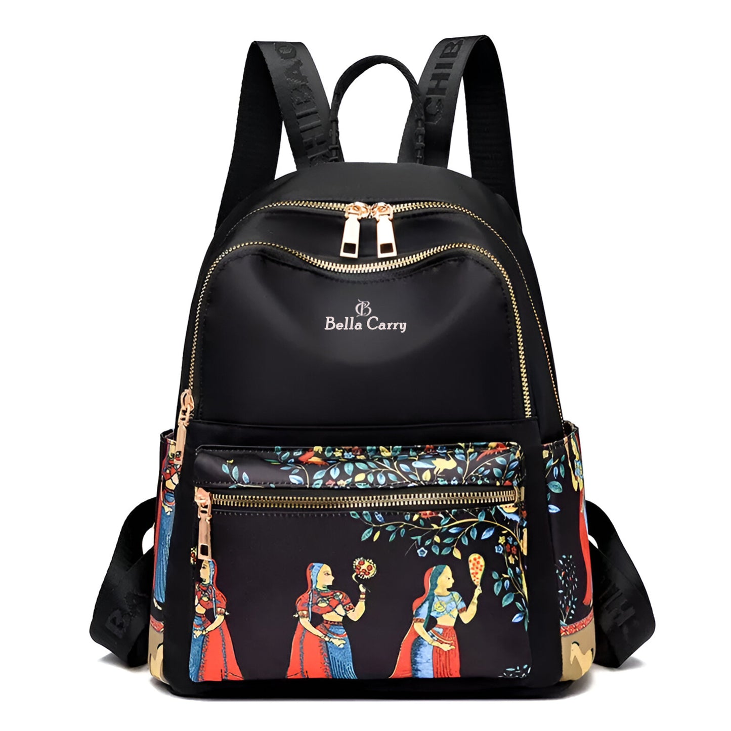 Bella Carry Ethnic Style Waterproof Oxford Backpack Ladies Fashion Travel Canvas Bag Large Capacity Nylon Student School Bag Laptop Bag,Girls Printing School Backpack, Shoulder Bags