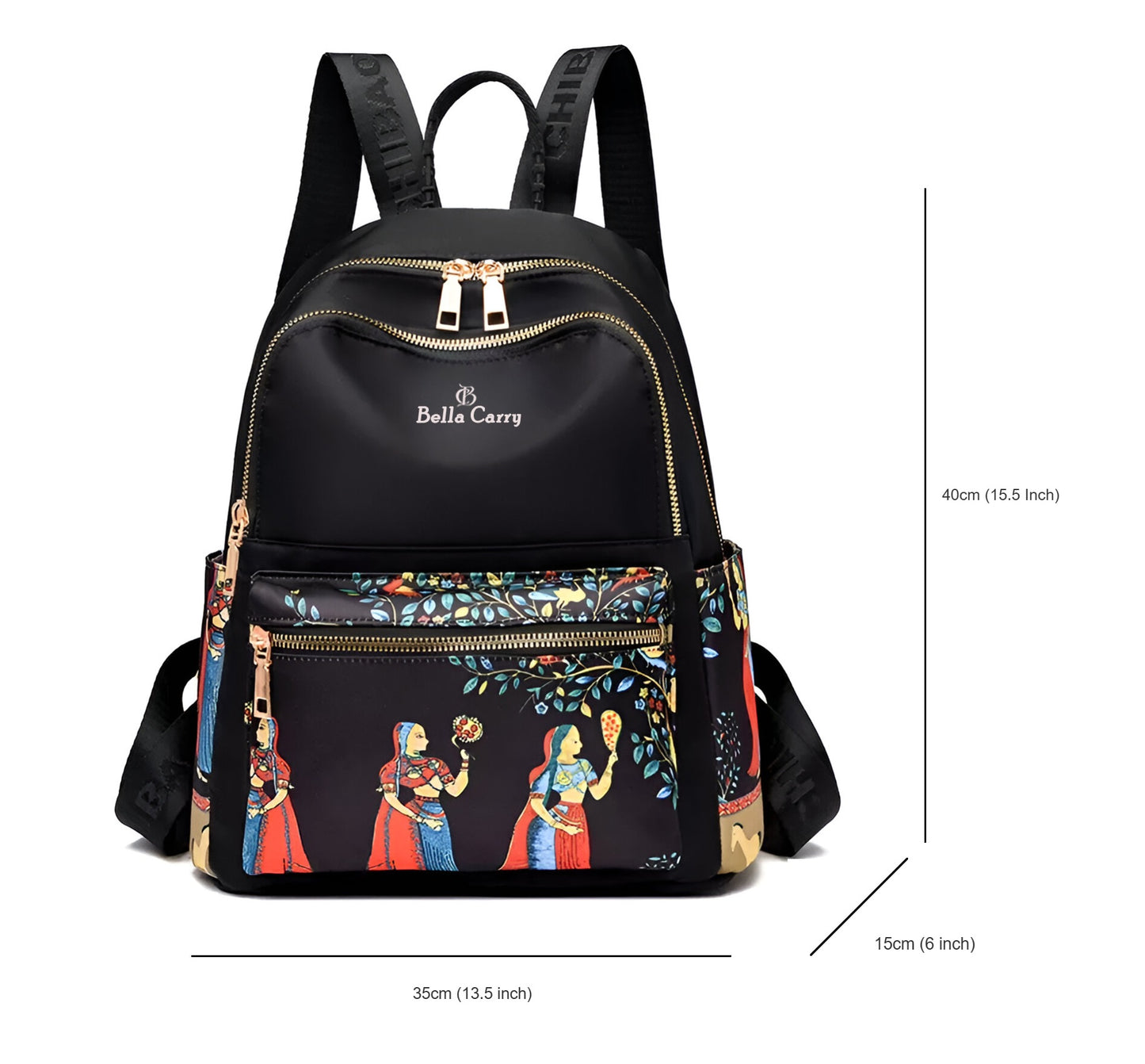 Bella Carry Ethnic Style Waterproof Oxford Backpack Ladies Fashion Travel Canvas Bag Large Capacity Nylon Student School Bag Laptop Bag,Girls Printing School Backpack, Shoulder Bags