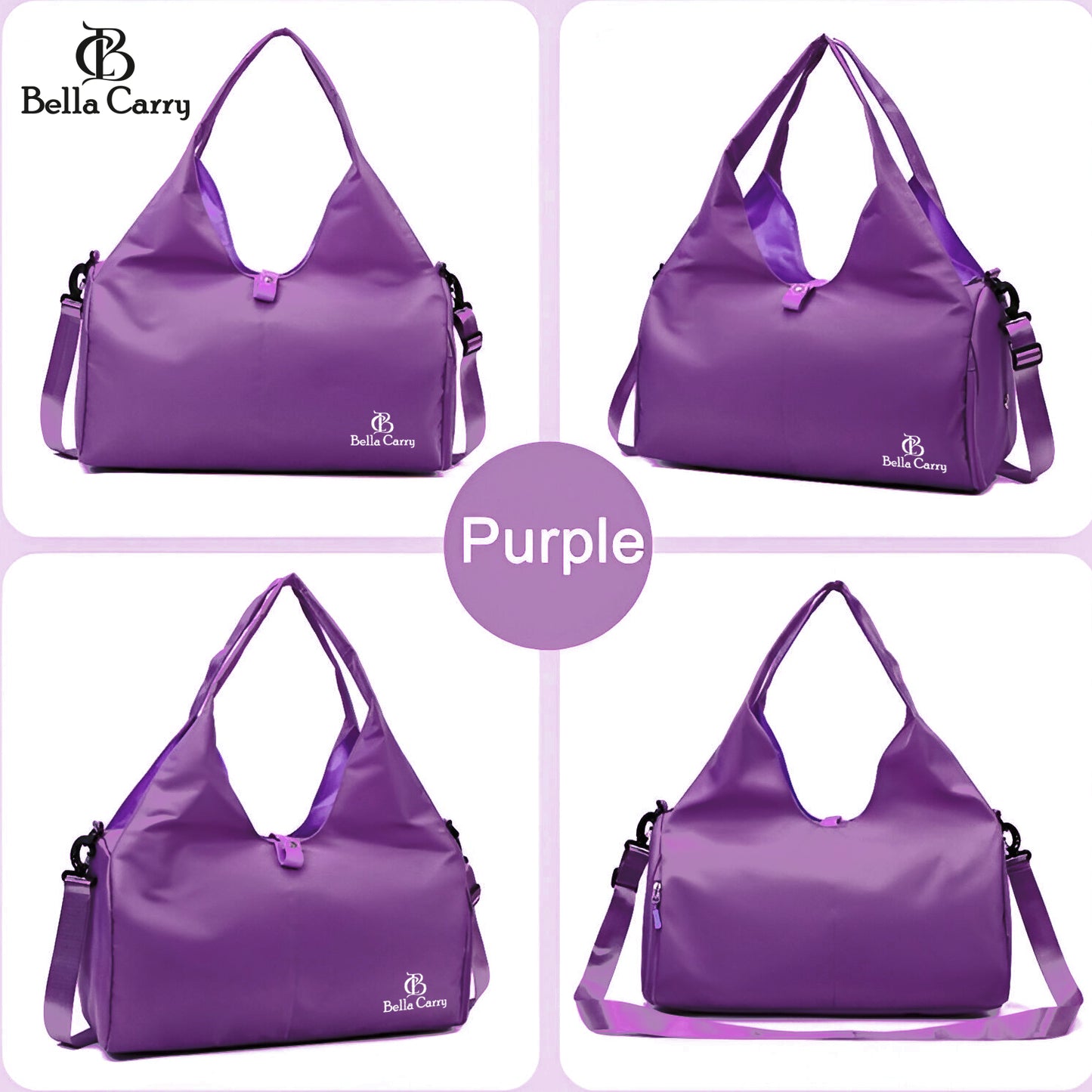 Bella Carry Women Nylon Dry Wet Depart Sport bag multifunction fitness training yoga duffle bag with shoe compartmentFitness Bag Yoga Mat Bag with Shoes Compartment Women Men Training Shoulder Bag Exercise Sling Bag Travel Bag