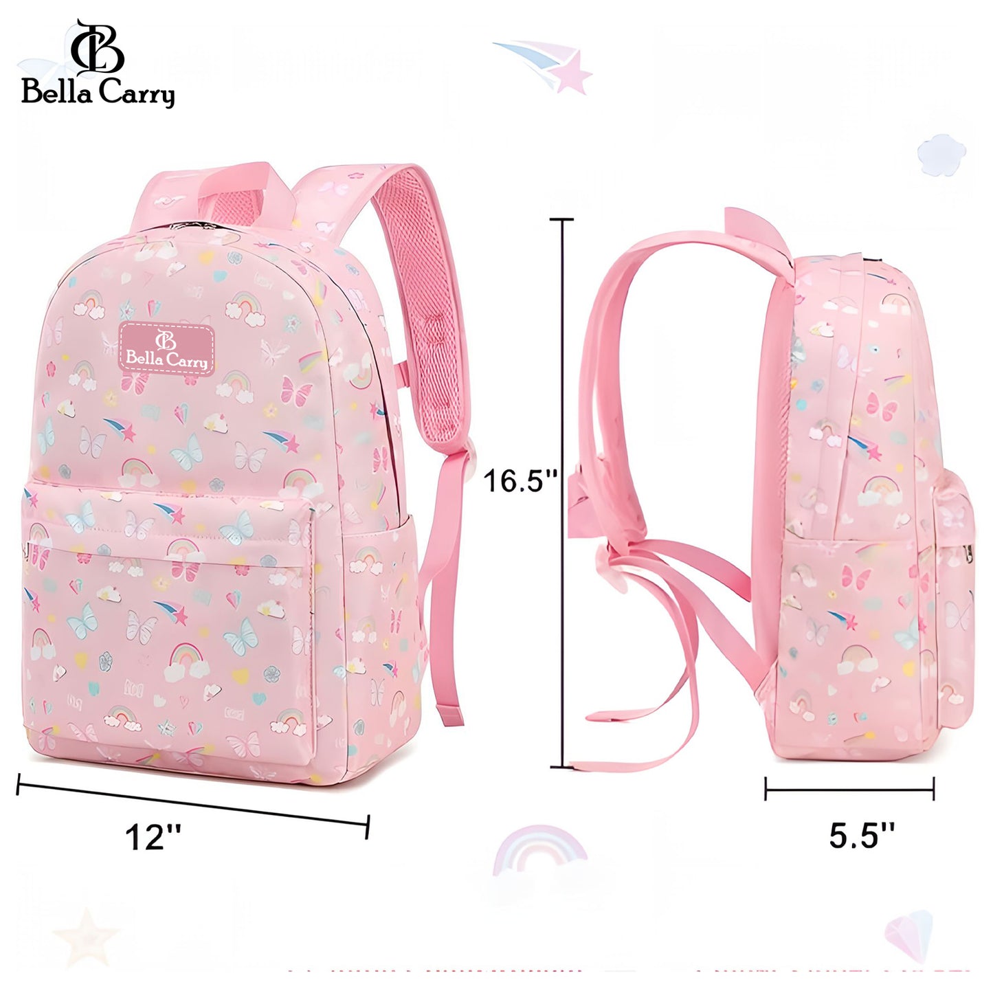 Bella Carry Kids School Backpack for Boys & Girls | Lightweight Primary & Pre-School Bag with Breathable Ergonomic Back, Padded Straps & Water Bottle Pocket | 16.5 Inch