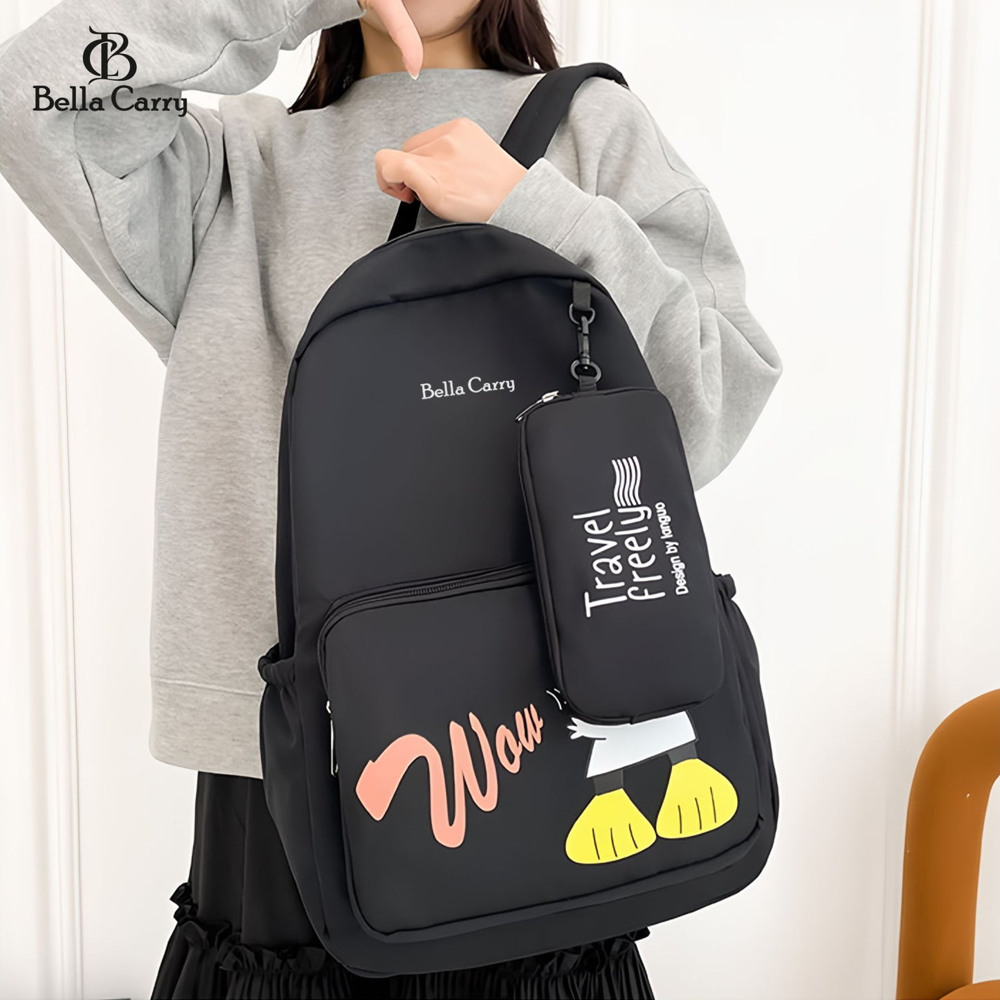 Bella Carry School Bags for Teenagers Girls Student Backpack Women Nylon Bookbag Korean Bagpack,Ethnic Style Waterproof Oxford Backpack