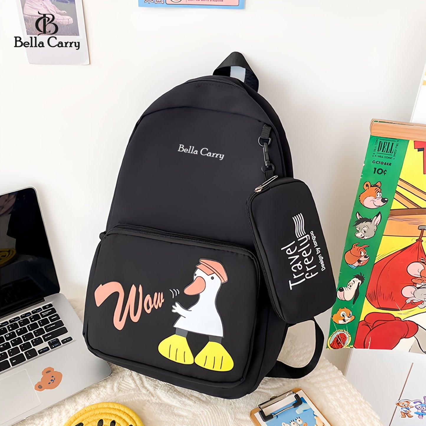 Bella Carry School Bags for Teenagers Girls Student Backpack Women Nylon Bookbag Korean Bagpack,Ethnic Style Waterproof Oxford Backpack