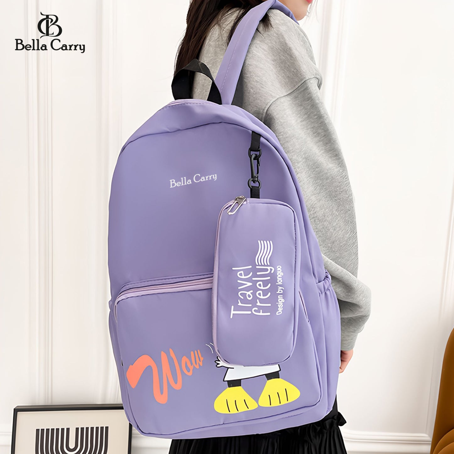 Bella Carry School Bags for Teenagers Girls Student Backpack Women Nylon Bookbag Korean Bagpack,Ethnic Style Waterproof Oxford Backpack