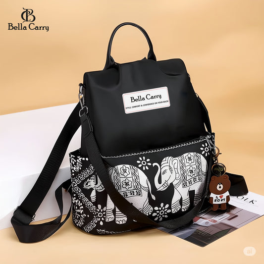 Bella Carry Lightweight Women Backpack,3 in 1 Waterproof Nylon Anti-theft Shoulder Bag,Double zipper Ladies Rucksack Handbags Daypack with Tassel Travel Bag School Bags