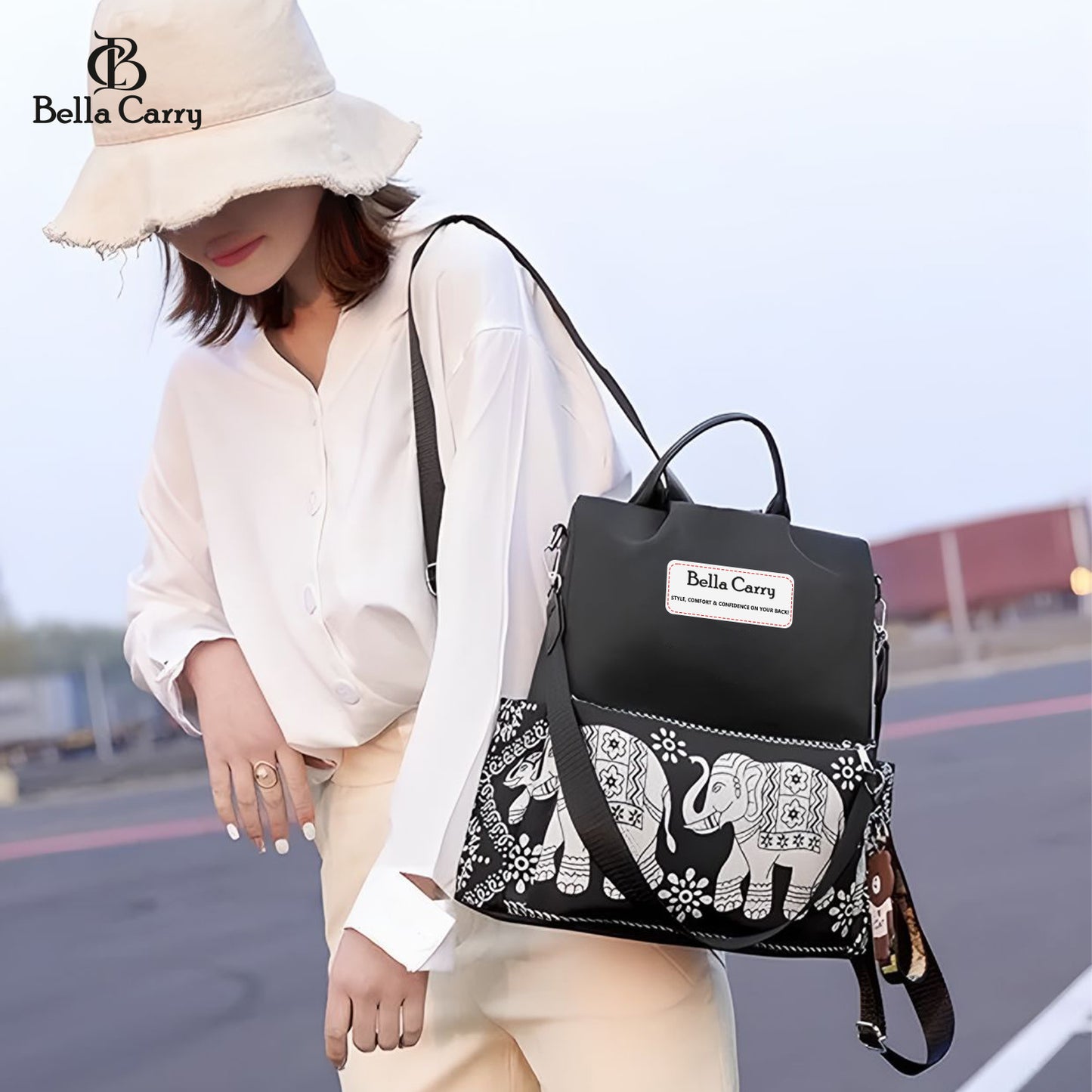 Bella Carry Lightweight Women Backpack,3 in 1 Waterproof Nylon Anti-theft Shoulder Bag,Double zipper Ladies Rucksack Handbags Daypack with Tassel Travel Bag School Bags