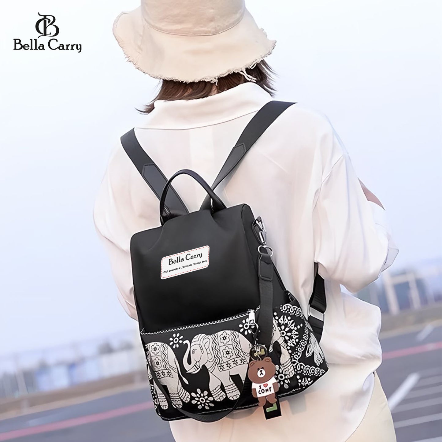 Bella Carry Lightweight Women Backpack,3 in 1 Waterproof Nylon Anti-theft Shoulder Bag,Double zipper Ladies Rucksack Handbags Daypack with Tassel Travel Bag School Bags